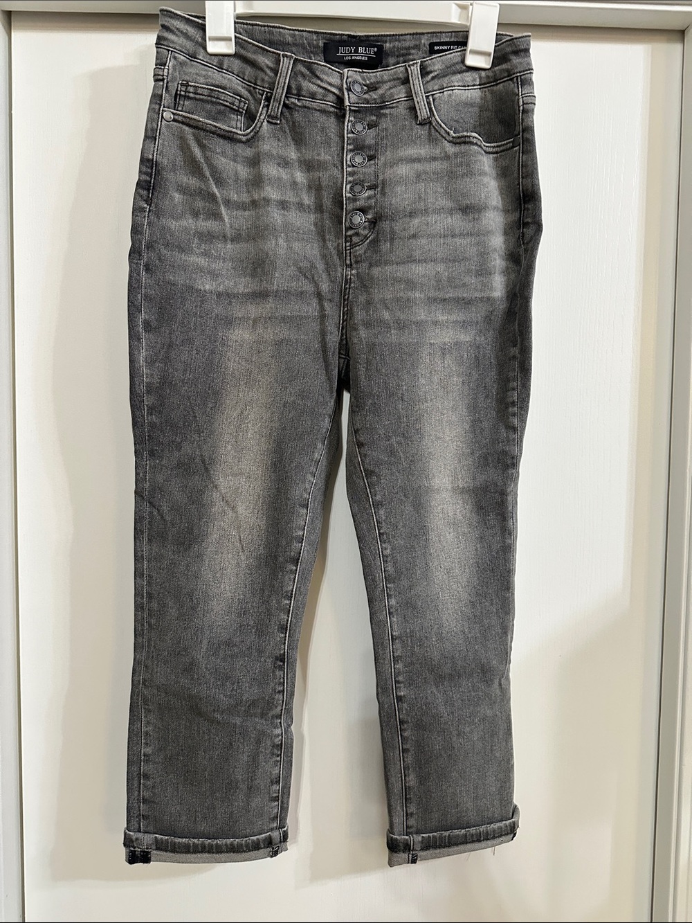 Judy Blue Faded Gray High-Rise Button-Fly Jeans